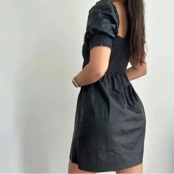 7 FOR ALL MANKIND ATHENA NAP BLACK FAUX LEATHER SQUARE NECK DRESS NWT SIZE M - Picture 2 of 8